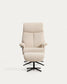 Poltrona girevole reclinabile con poggiapiedi Toriel in micro bouclé beige con gambe in alluminio con finitura nera FSC Mix Credit