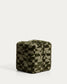 Poggiapiedi Nedilo quadrato in tessuto jacquard con motivo geometrico verde muschio FSC Mix Credit