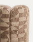 Poggiapiedi rotondo Nedilo in tessuto jacquard con motivo geometrico taupe FSC Mix Credit