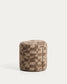 Poggiapiedi rotondo Nedilo in tessuto jacquard con motivo geometrico taupe FSC Mix Credit