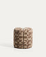 Poggiapiedi rotondo Nedilo in tessuto jacquard con motivo geometrico taupe FSC Mix Credit