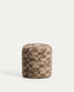 Poggiapiedi rotondo Nedilo in tessuto jacquard con motivo geometrico taupe FSC Mix Credit