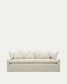Divano sfoderabile Zenira a 3 posti con cuscini in cotone e lino beige 230 cm