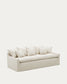 Divano sfoderabile Zenira a 3 posti con cuscini in cotone e lino beige 230 cm