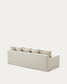 Divano sfoderabile Zenira a 3 posti con cuscini in cotone e lino beige 230 cm