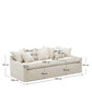 Divano sfoderabile Zenira a 3 posti con cuscini in cotone e lino beige 230 cm