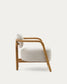 Poltrona Melqui beige di legno massiccio di rovere con finitura naturale