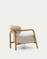 Poltrona Melqui beige di legno massiccio di rovere con finitura naturale