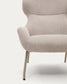 Poltrona Belina di ciniglia beige e acciaio con finitura beige