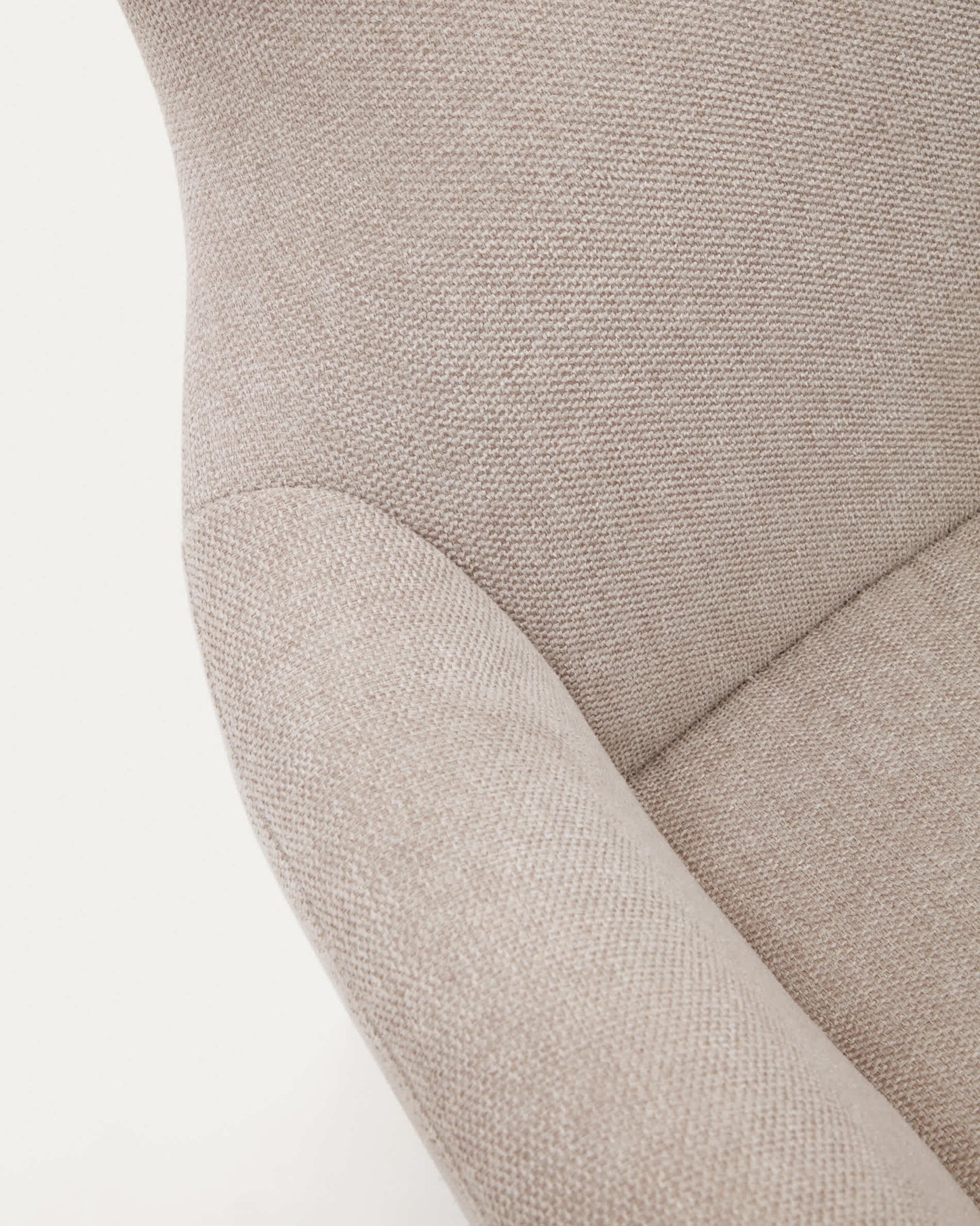 Poltrona Belina di ciniglia beige e acciaio con finitura beige