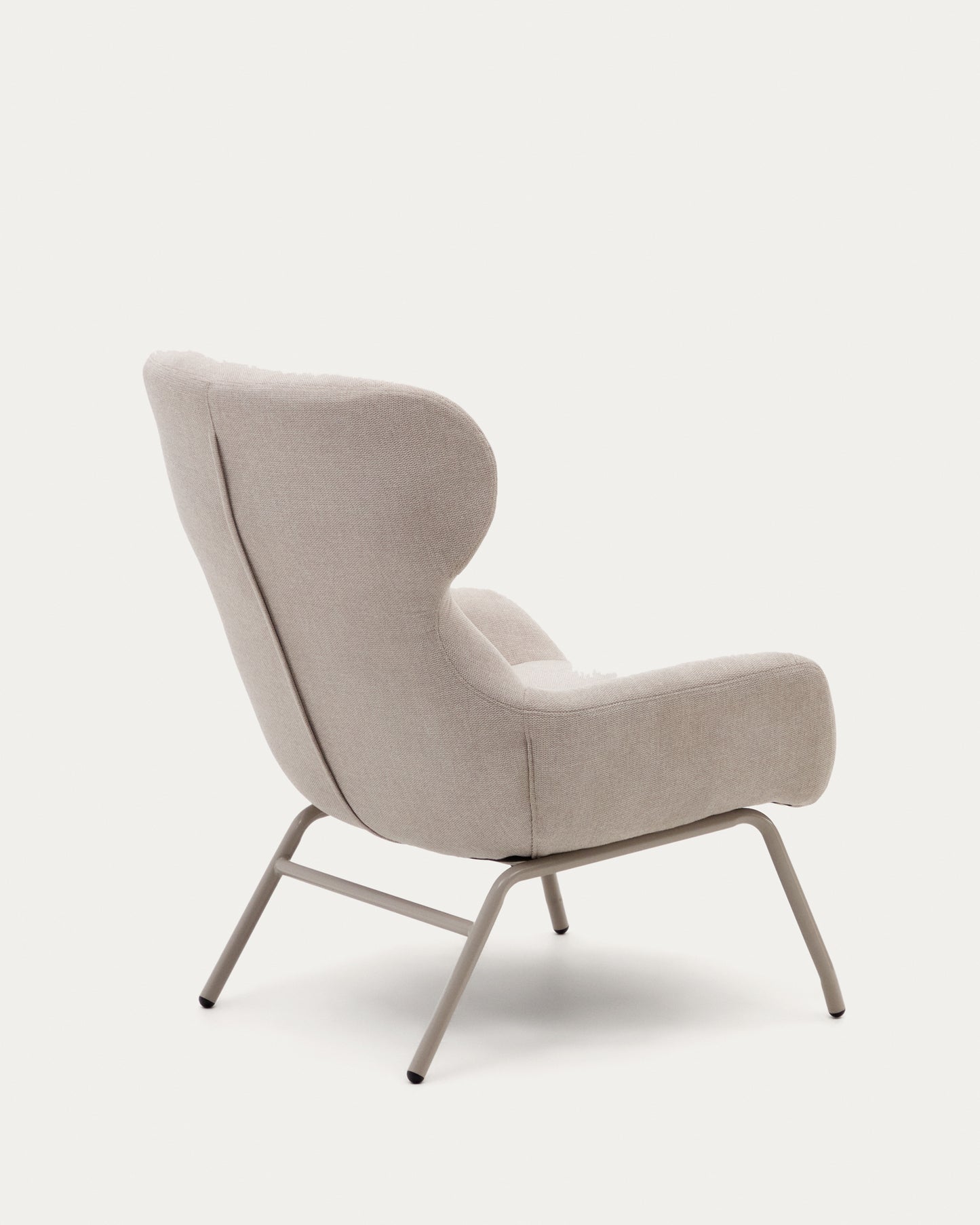 Poltrona Belina di ciniglia beige e acciaio con finitura beige