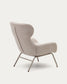 Poltrona Belina di ciniglia beige e acciaio con finitura beige