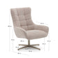 Poltrona girevole Teryl di ciniglia beige e metallo con finitura grigio