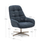 Poltrona girevole Jaspe blu e metallo con finitura grigio