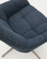 Poltrona girevole Jaspe blu e metallo con finitura grigio