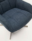 Poltrona girevole Jaspe blu e metallo con finitura grigio
