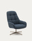Poltrona girevole Jaspe blu e metallo con finitura grigio