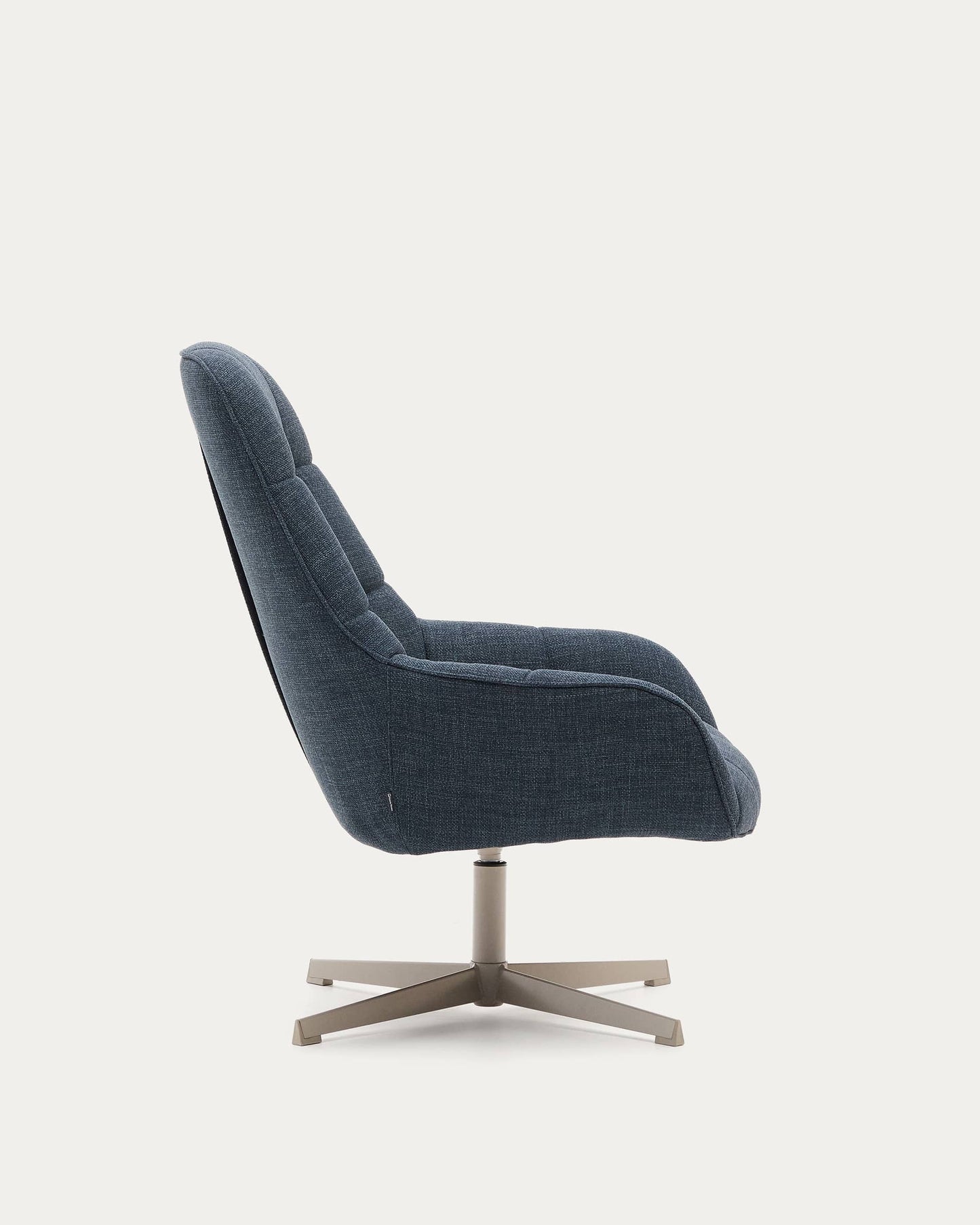 Poltrona girevole Jaspe blu e metallo con finitura grigio