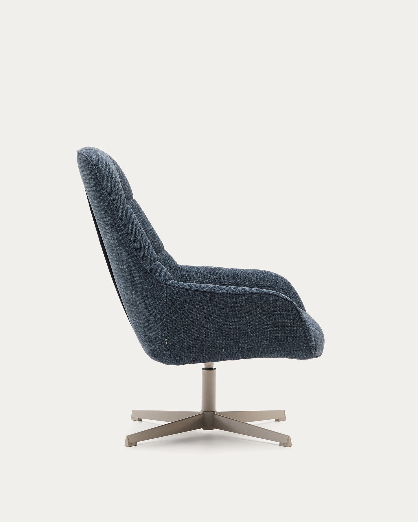 Poltrona girevole Jaspe blu e metallo con finitura grigio