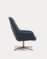 Poltrona girevole Jaspe blu e metallo con finitura grigio