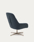 Poltrona girevole Jaspe blu e metallo con finitura grigio