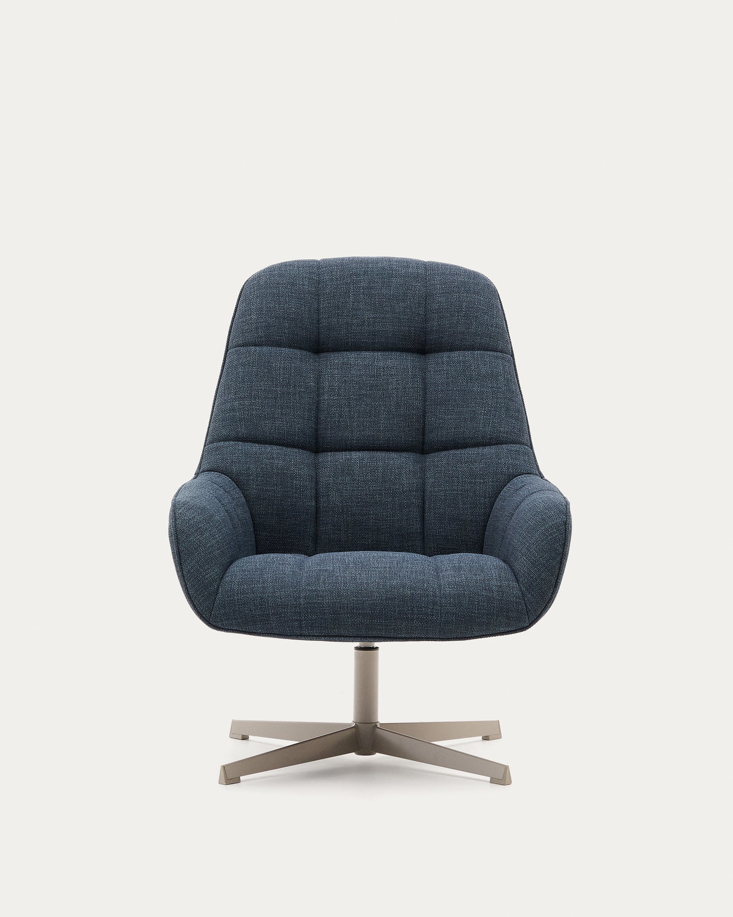Poltrona girevole Jaspe blu e metallo con finitura grigio