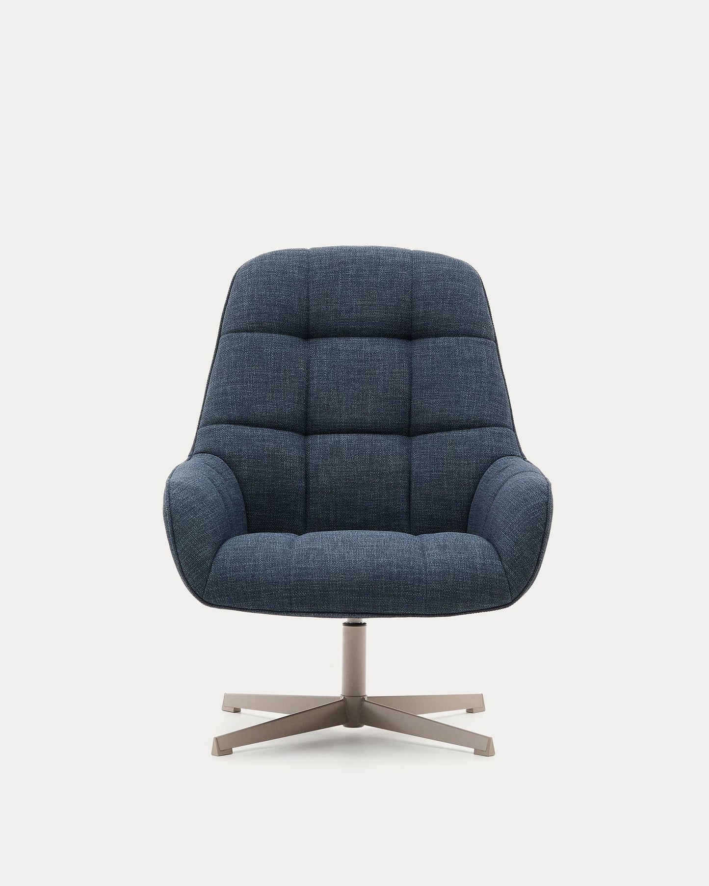 Poltrona girevole Jaspe blu e metallo con finitura grigio