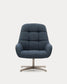 Poltrona girevole Jaspe blu e metallo con finitura grigio