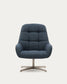 Poltrona girevole Jaspe blu e metallo con finitura grigio
