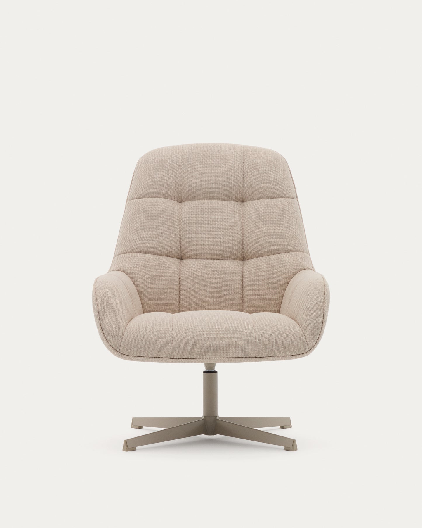 Poltrona girevole Jaspe beige e metallo con finitura grigio