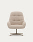 Poltrona girevole Jaspe beige e metallo con finitura grigio