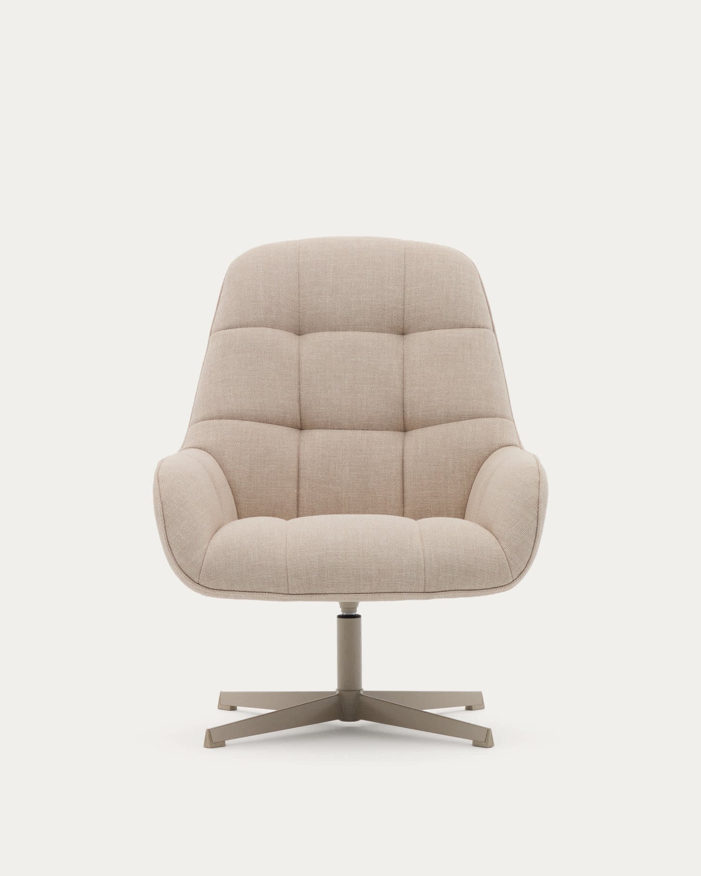 Poltrona girevole Jaspe beige e metallo con finitura grigio