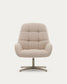 Poltrona girevole Jaspe beige e metallo con finitura grigio