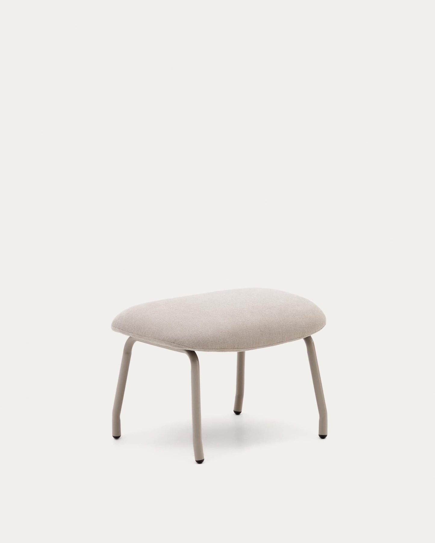 Poggiapiedi Belina in ciniglia beige e acciaio con finitura beige FSC 100%
