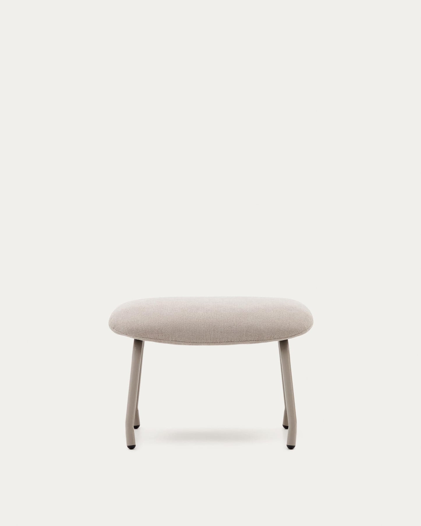 Poggiapiedi Belina in ciniglia beige e acciaio con finitura beige FSC 100%