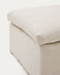 Pouf sfoderabile Zenira con cuscino in cotone e lino beige 90 x 90 cm