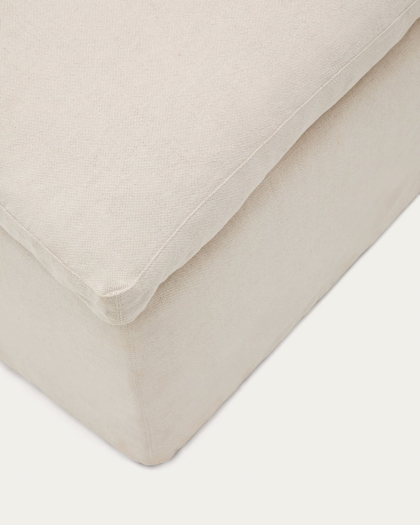 Pouf sfoderabile Zenira con cuscino in cotone e lino beige 90 x 90 cm
