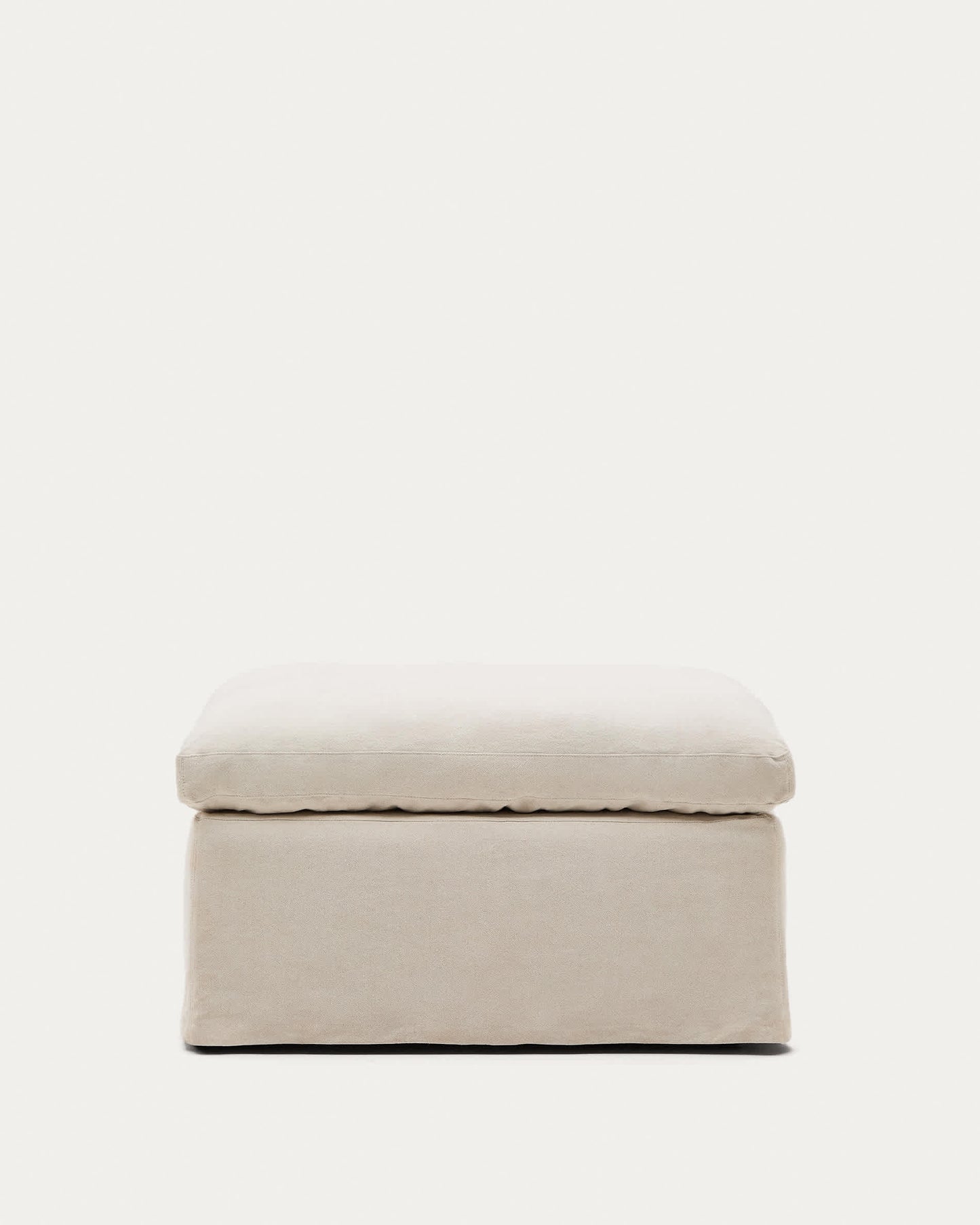 Pouf sfoderabile Zenira con cuscino in cotone e lino beige 90 x 90 cm