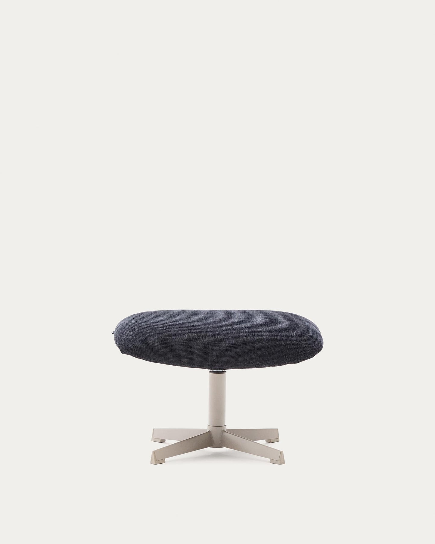 Poggiapiedi Teryl di ciniglia blu e metallo con finitura grigio