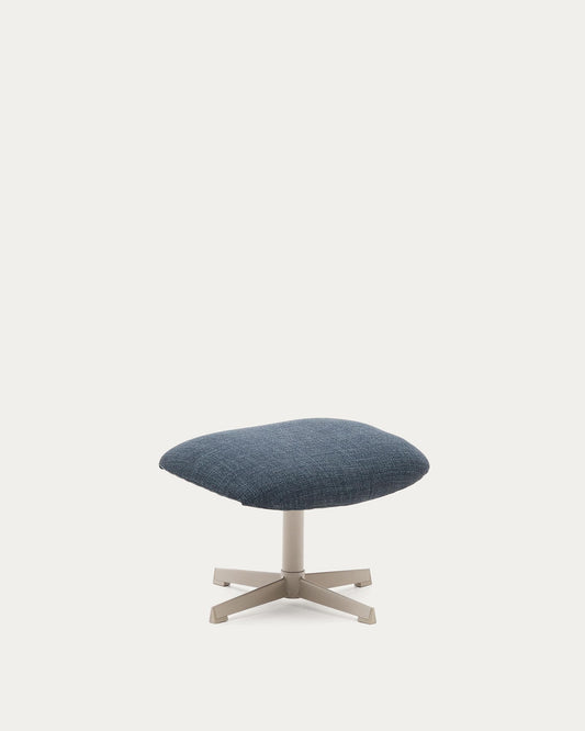 Poggiapiedi Jaspe blu e metallo con finitura grigio