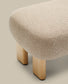 Poggiapiedi Nema ciniglia beige piedi legno massello frassino finitura naturale 65x55,4cm FSC 100%