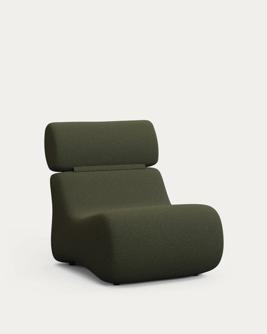 Poltrona Club in shearling verde scuro