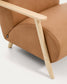 Poltrona Meghan in pelle marrone e frassino massiccio con finitura naturale FSC Mix Credit