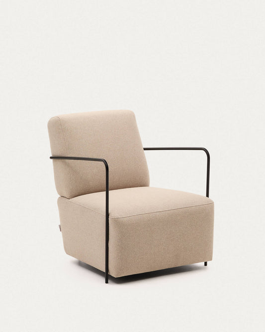Poltrona Gamer beige e metallo con finitura verniciata nero opaco