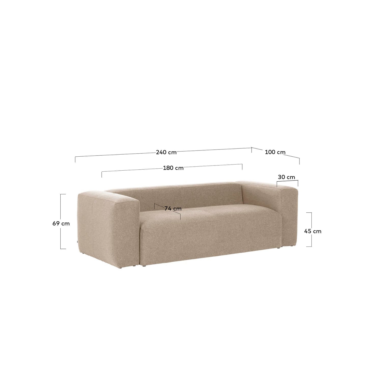 Divano Blok 3 posti beige 240 cm