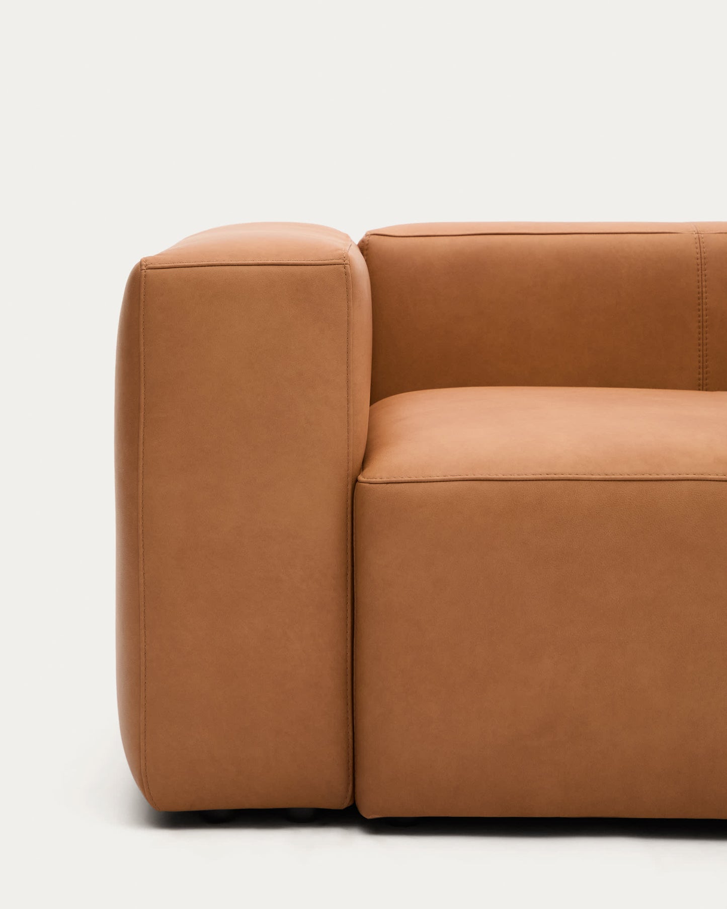 Divano Blok in pelle marrone a 3 posti 240 cm