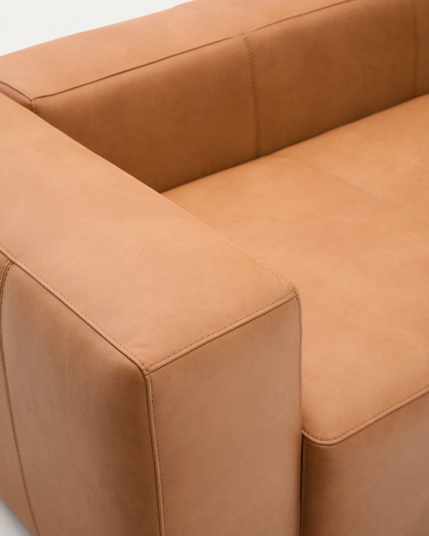 Divano Blok in pelle marrone a 3 posti 240 cm