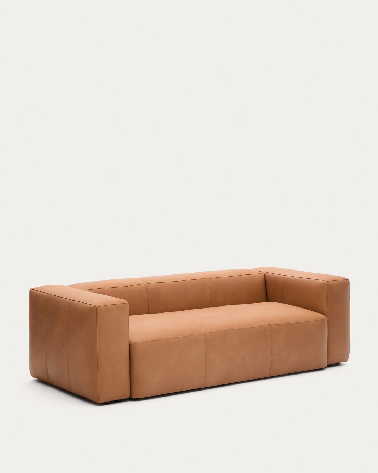 Divano Blok in pelle marrone a 3 posti 240 cm
