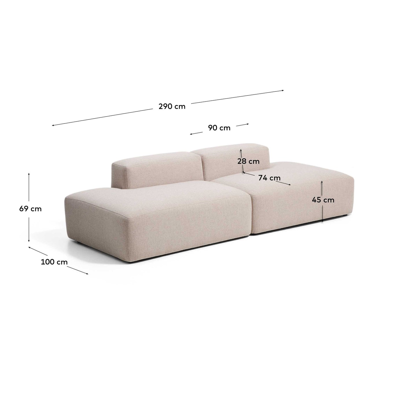 Divano Blok 3 posti in ciniglia beige 290 cm FSC Mix Credit