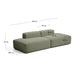 Divano Blok 3 posti in ciniglia verde muschio 290 cm FSC Mix Credit
